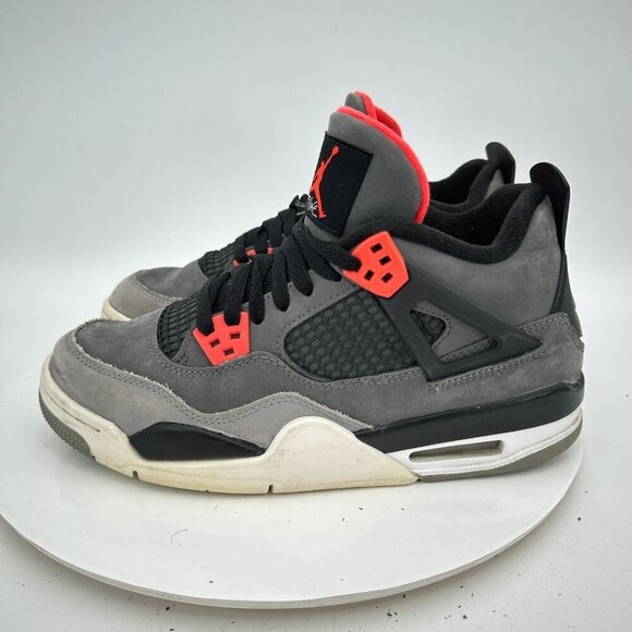 Nike Air Jordan 4 Youth Sz 6.5Y Women 8 408452-061 Infrared Grey Red Black Shoes - Picture 1 of 11